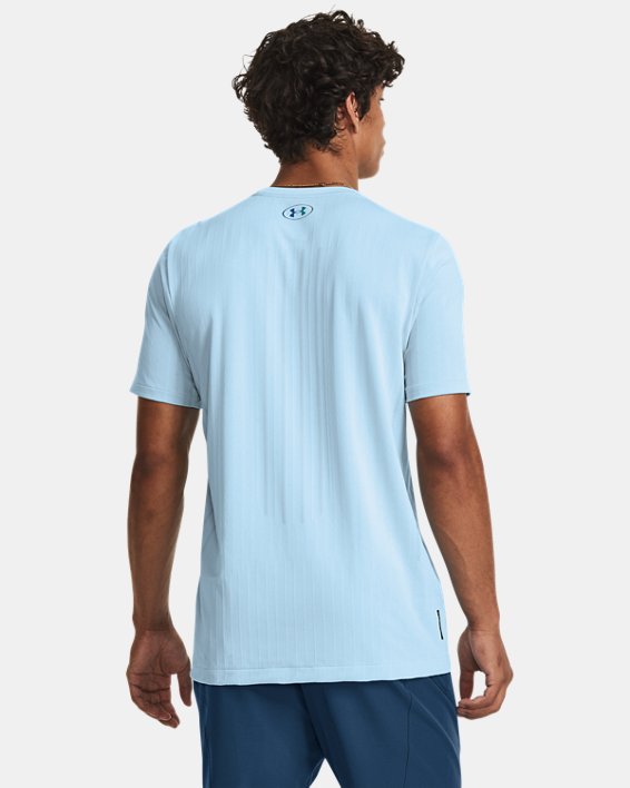 Men's UA RUSH™ Seamless Short Sleeve in Blue image number 1
